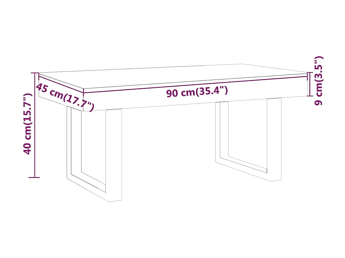 Table basse Marron clair et noir 90x45x40 cm MDF et fer