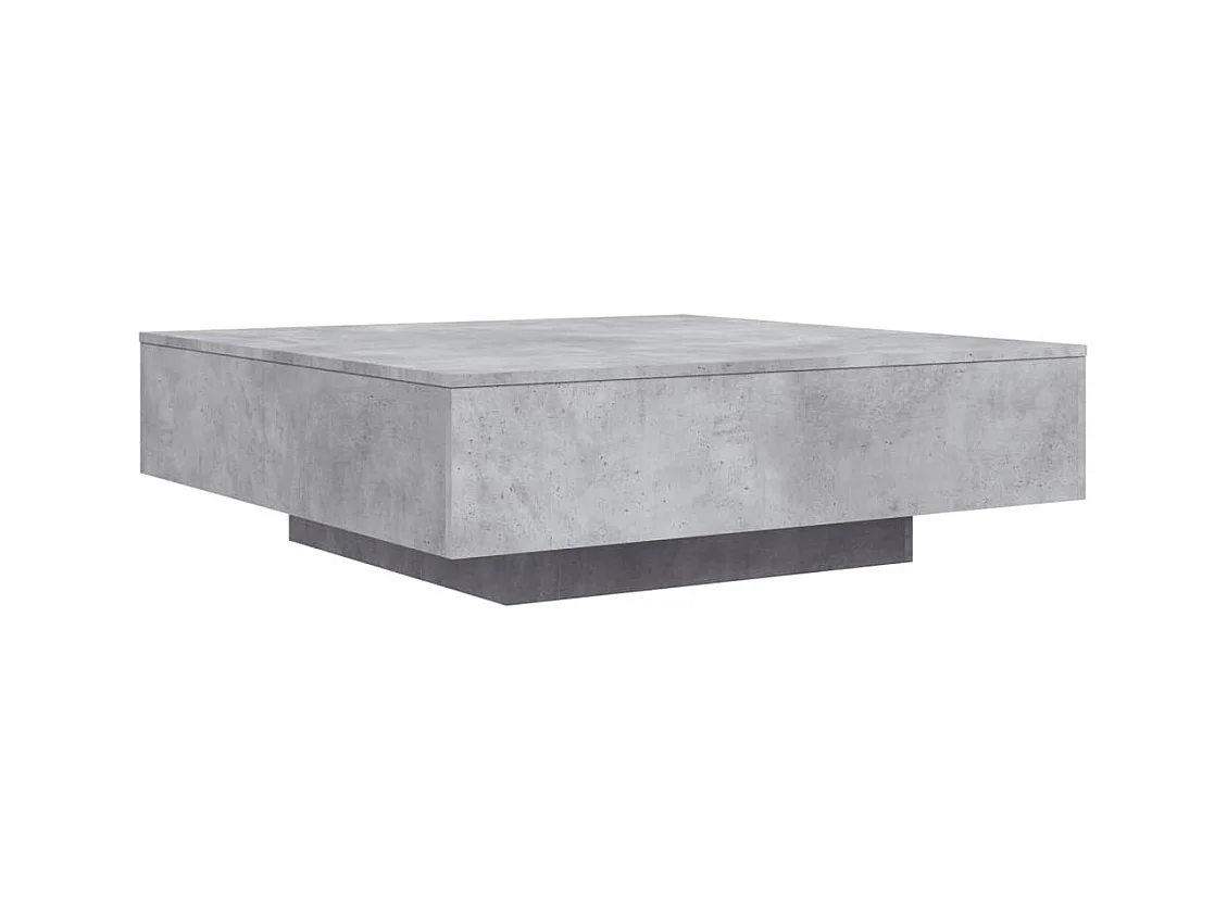 Tavolino con luci a LED, grigio cemento, 100x100x31 cm