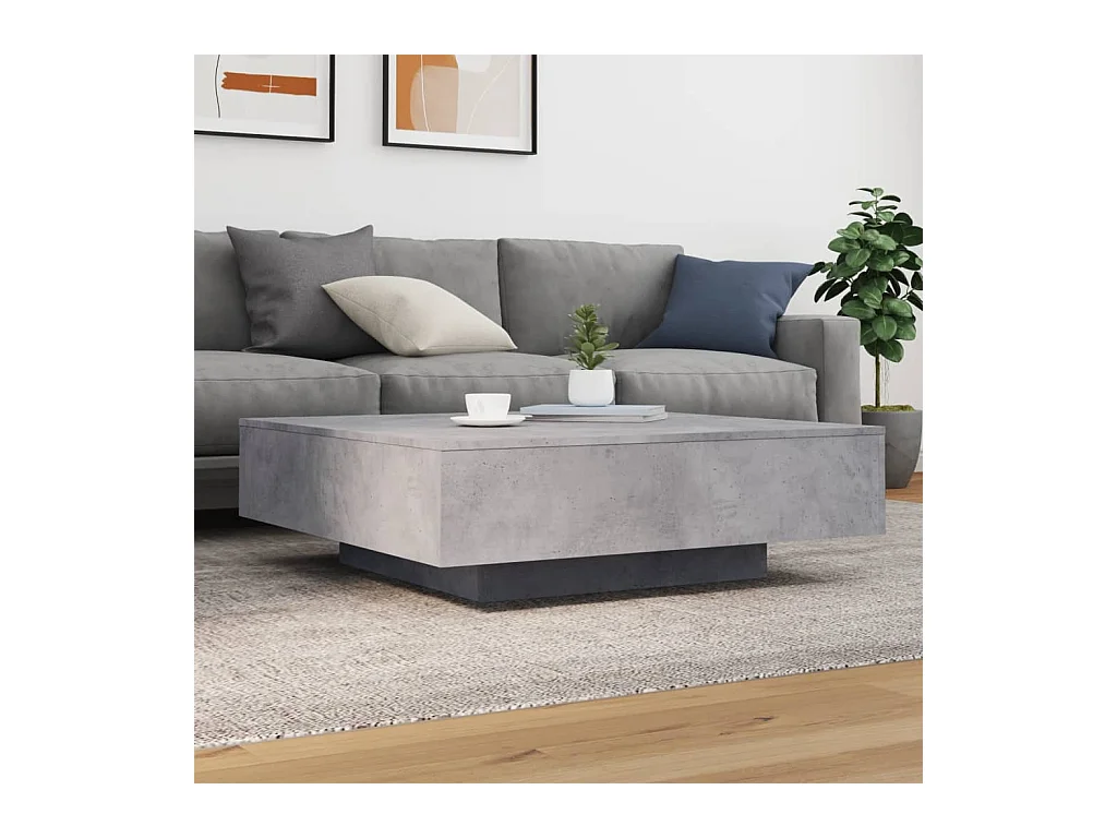 Tavolino con luci a LED, grigio cemento, 100x100x31 cm