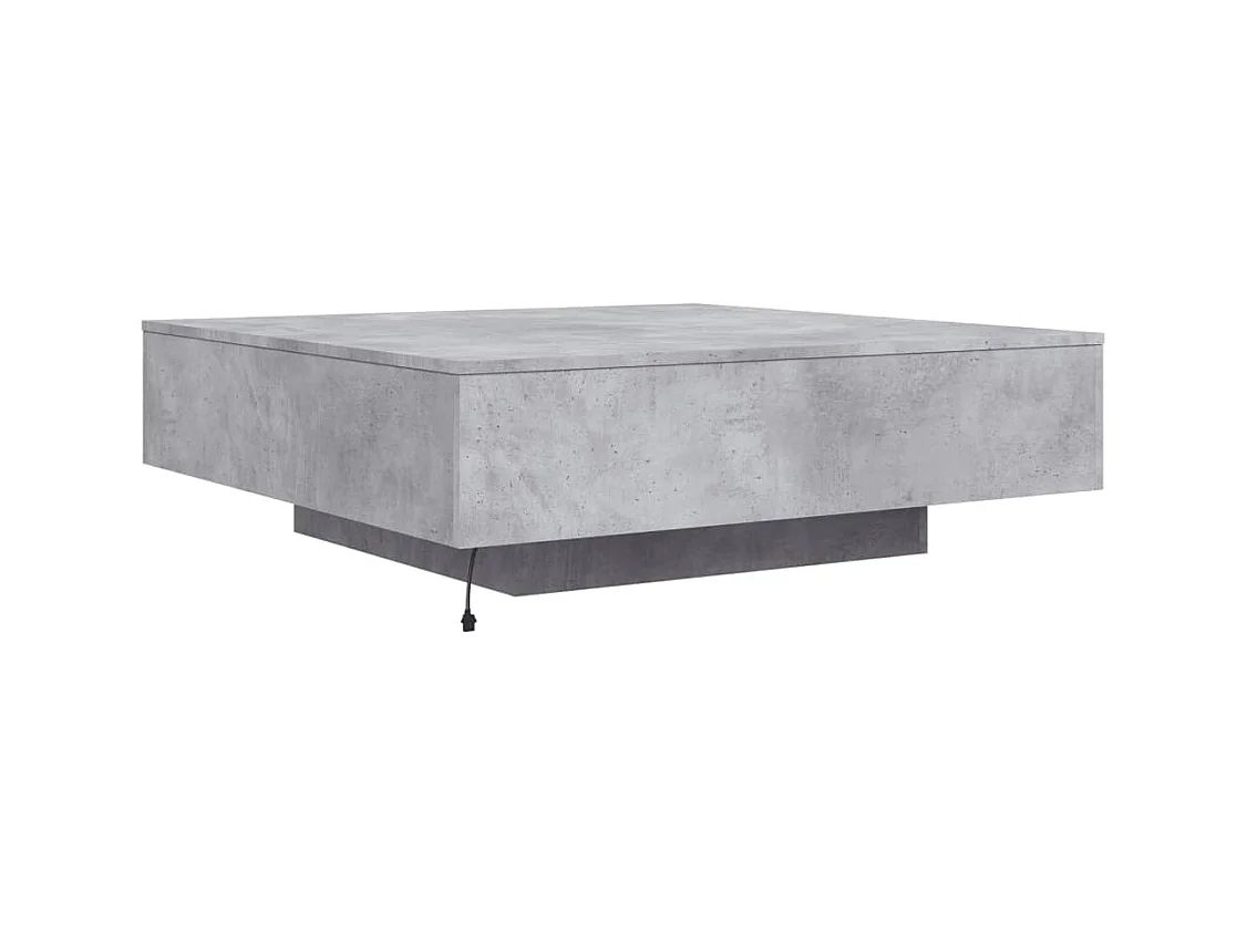 Tavolino con luci a LED, grigio cemento, 100x100x31 cm