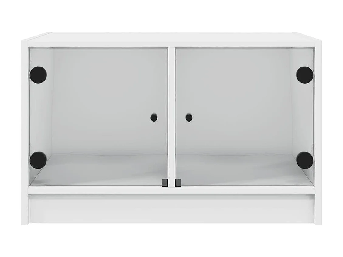Mesa de centro con puertas de cristal blanco 68x50x42 cm