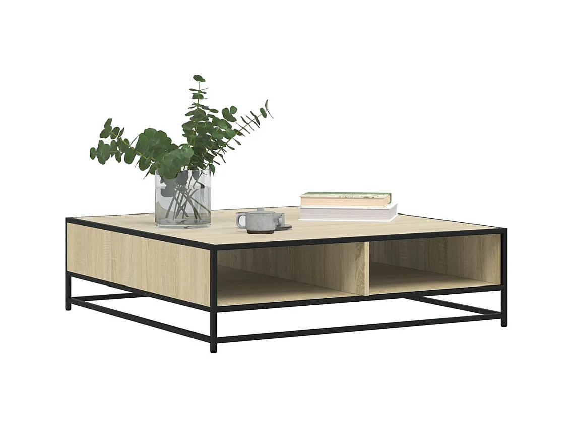 Table basse chêne sonoma 100x100x30 cm bois d'ingénierie/métal