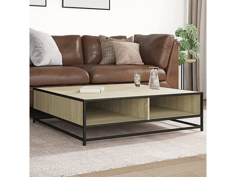 Table basse chêne sonoma 100x100x30 cm bois d'ingénierie/métal