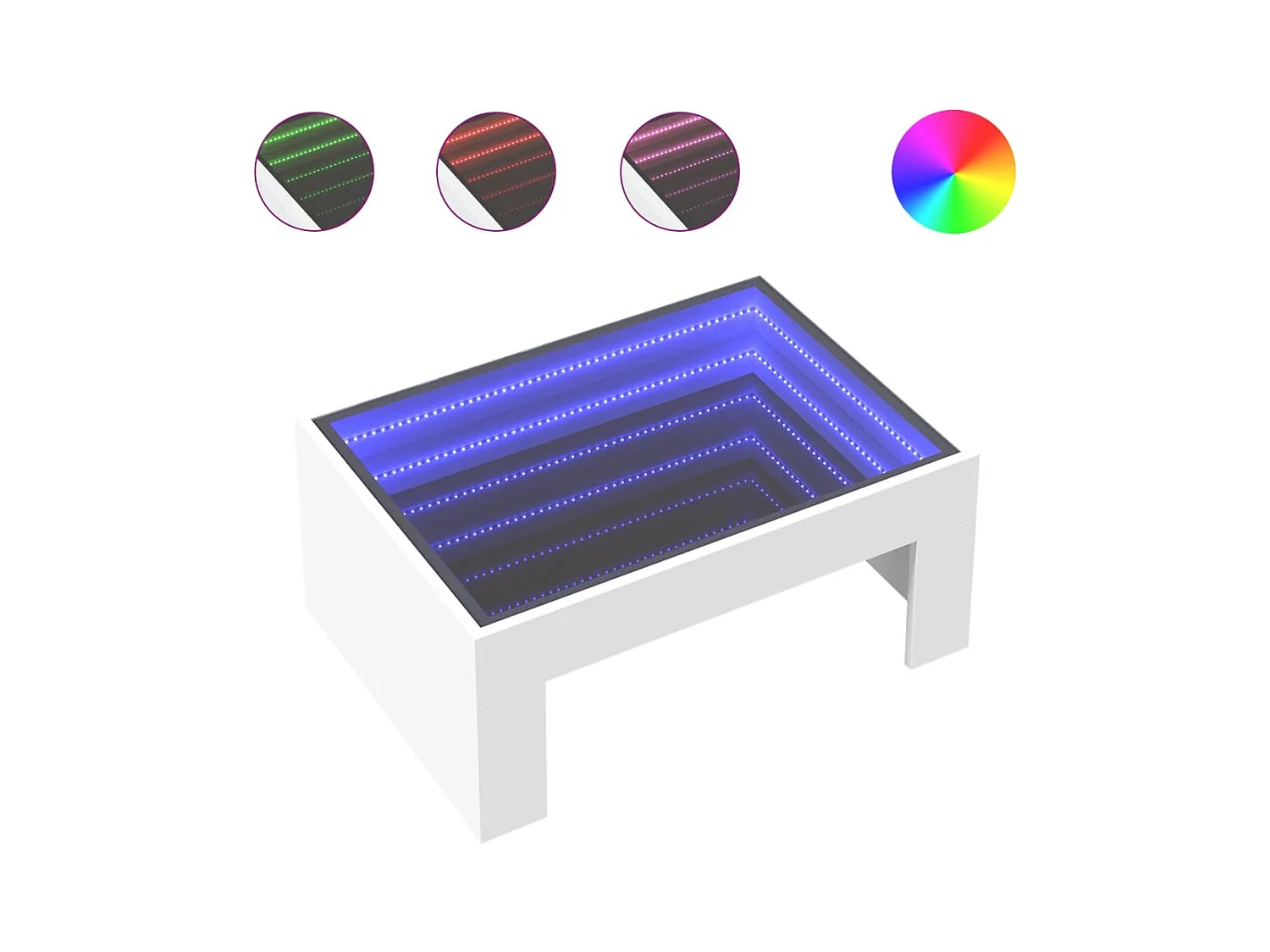 Table basse avec LED infini blanc 70x50x30 cm