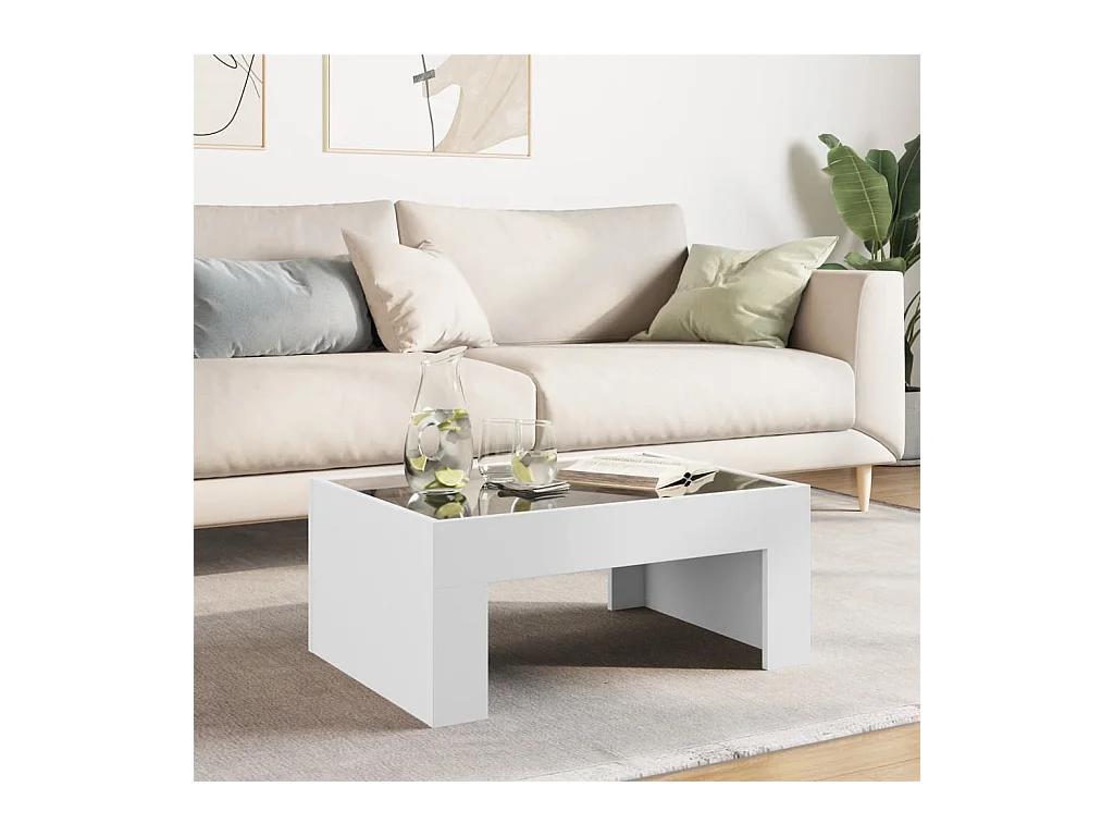 Table basse avec LED infini blanc 70x50x30 cm