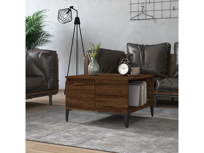 Tavolino da caffè in rovere marrone 55x55x36,5 cm in legno ingegnerizzato