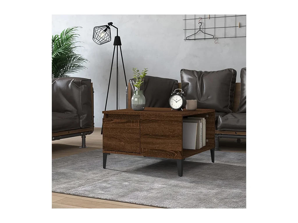 Table basse chêne marron 55x55x36,5 cm bois d'ingénierie