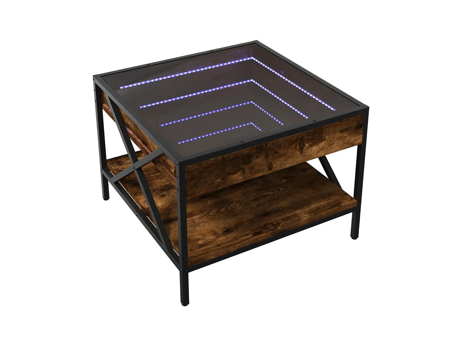 Table basse avec LED Infinity chêne fumé 50x50x38 cm