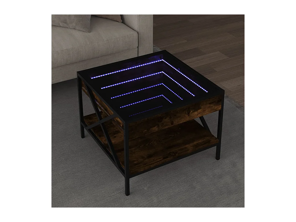 Infinity gerookte eiken salontafel met LED 50x50x38 cm