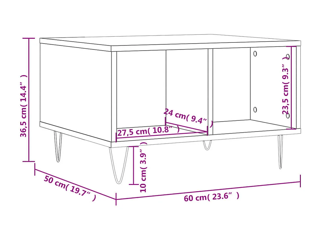 Table basse Gris béton 60x50x36,5 cm Bois d'ingénierie
