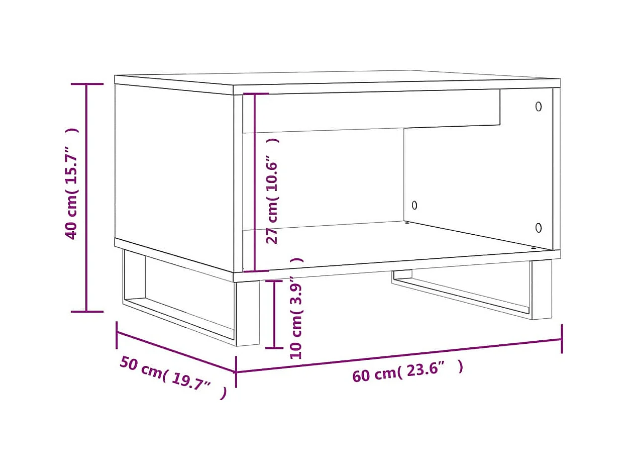 Table basse chêne sonoma 60x50x40 cm bois d'ingénierie