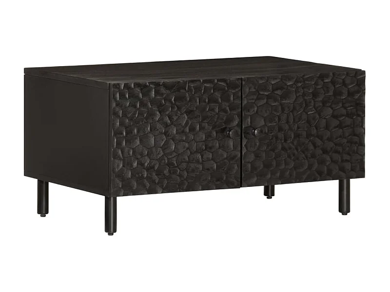 Tavolino nero 80x50x40 cm in legno massello di mango