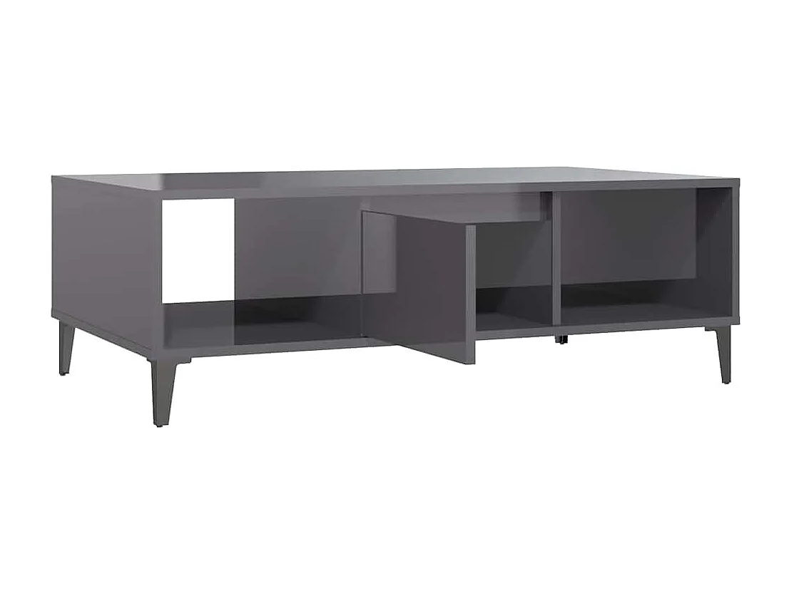 Table basse gris brillant 103,5x60x35 cm bois d'ingénierie