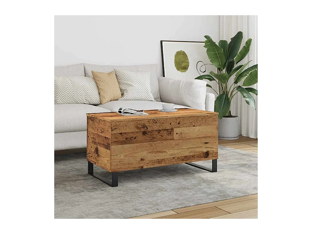 Table basse vieux bois 90x44,5x45 cm bois d'ingénierie