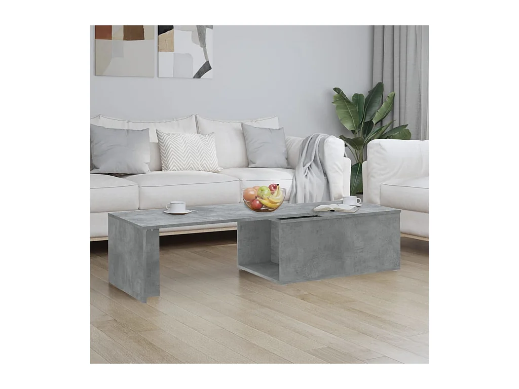 Betongrijze salontafel 150x50x35 cm bewerkt hout