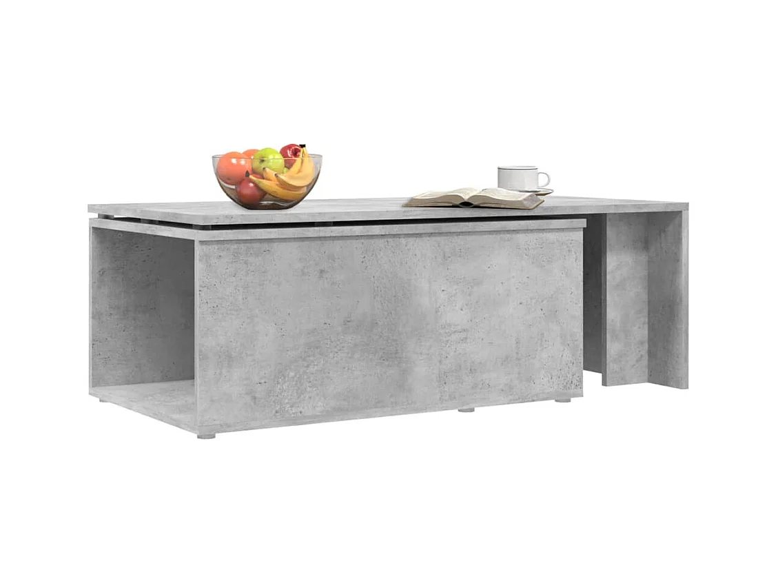 Betongrijze salontafel 150x50x35 cm bewerkt hout