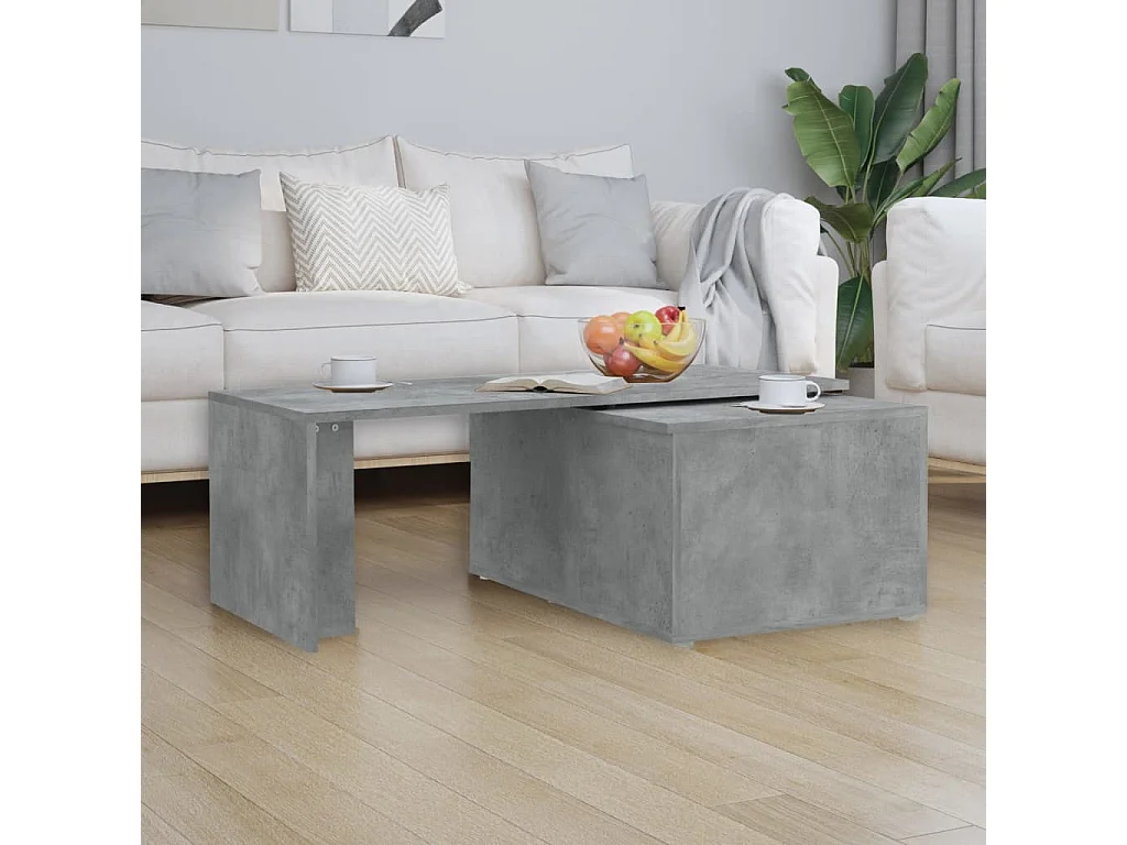 Table basse gris béton 150x50x35 cm bois d'ingénierie