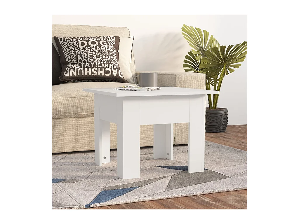 Table basse blanc 55x55x42 cm bois d'ingénierie