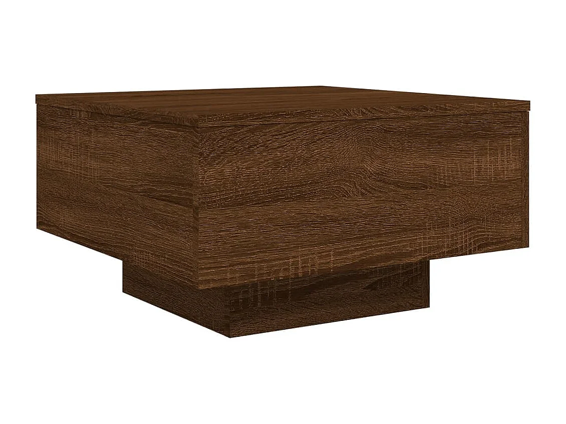 Table basse avec lumières LED chêne marron 55x55x31 cm