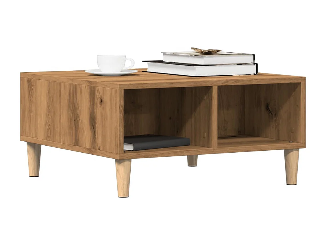 Mesa de centro de roble artesanal 60x60x30 cm madera de ingeniería