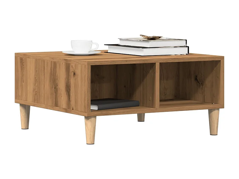 Table basse chêne artisanal 60x60x30 cm bois d'ingénierie