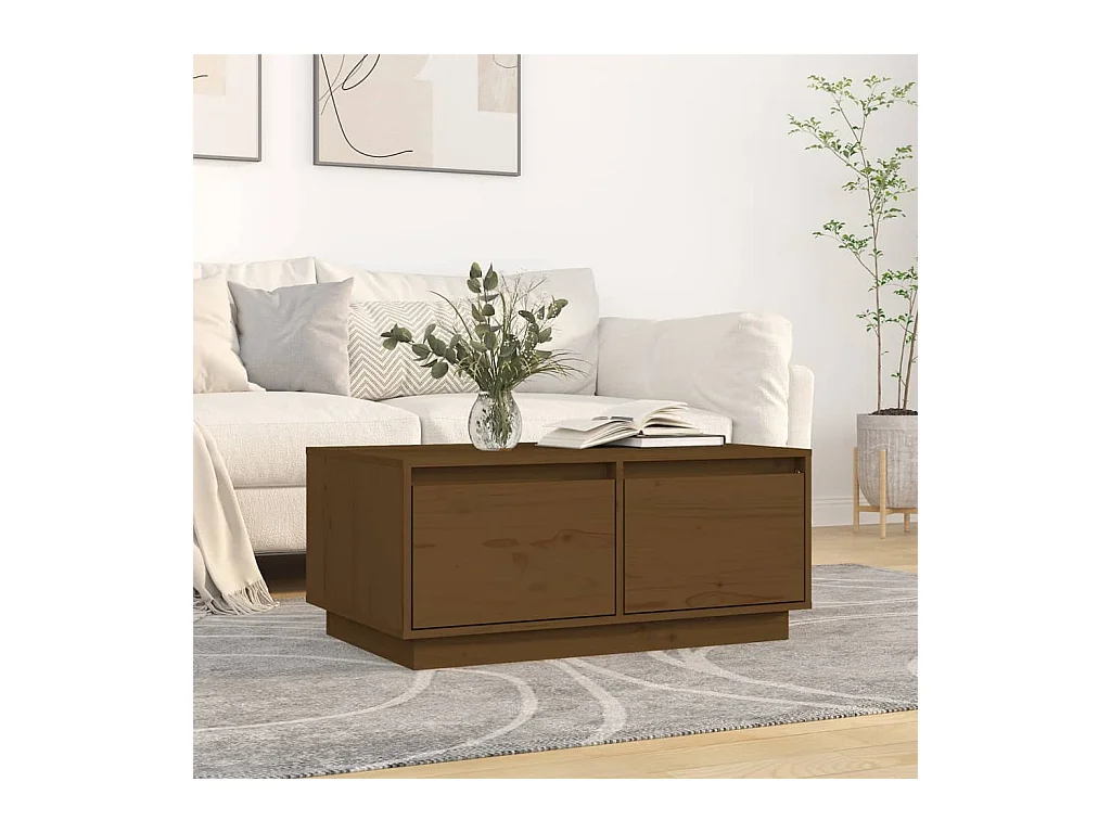 Table basse Marron miel 80x50x35 cm Bois massif de pin