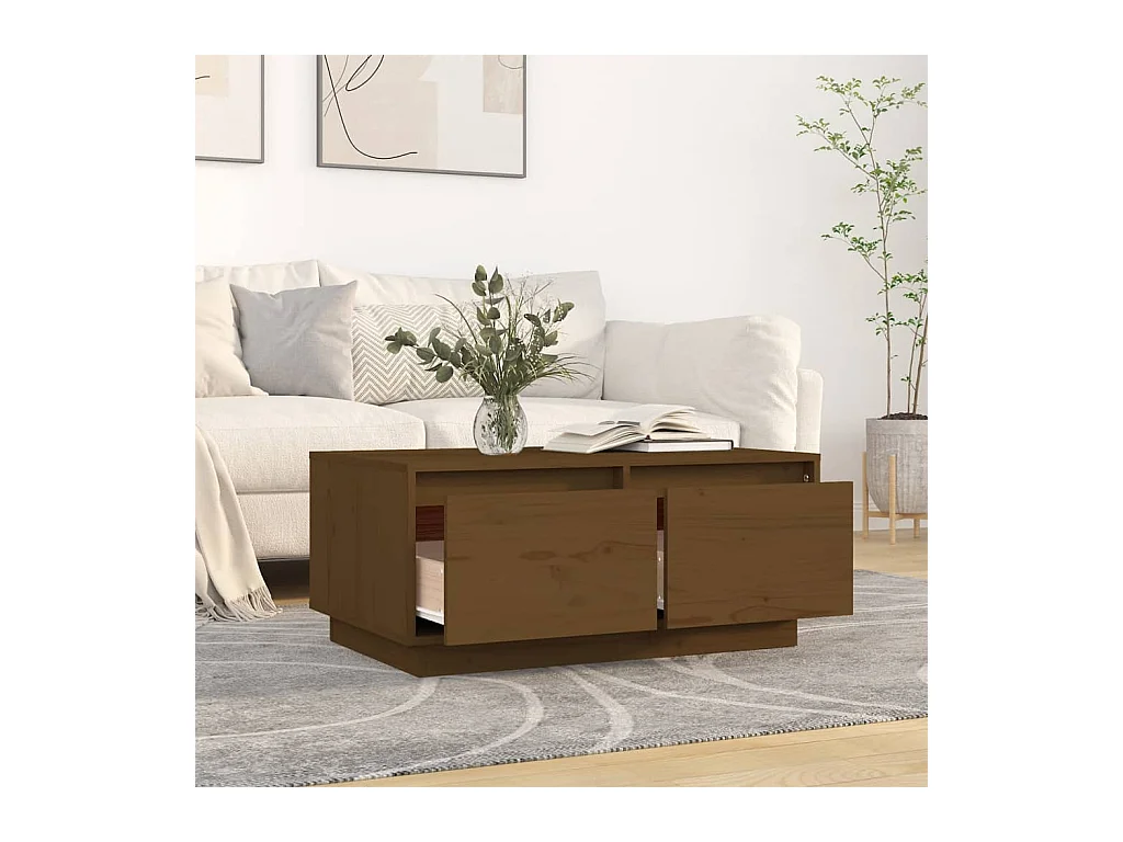 Table basse Marron miel 80x50x35 cm Bois massif de pin