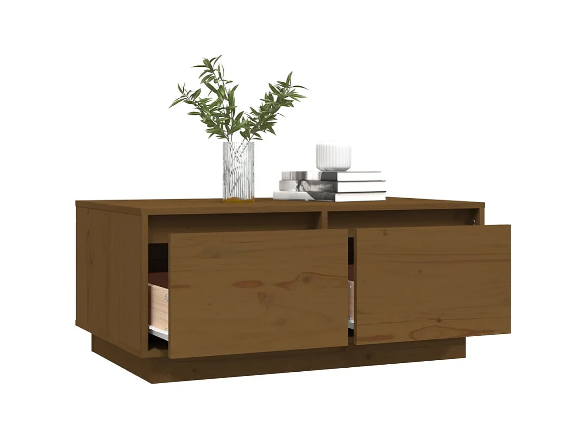 Table basse Marron miel 80x50x35 cm Bois massif de pin