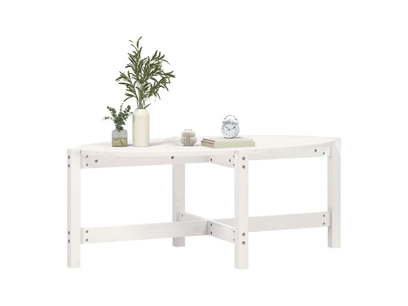 Tavolino da caffè Bianco 118x63x45 cm Legno massello di pino