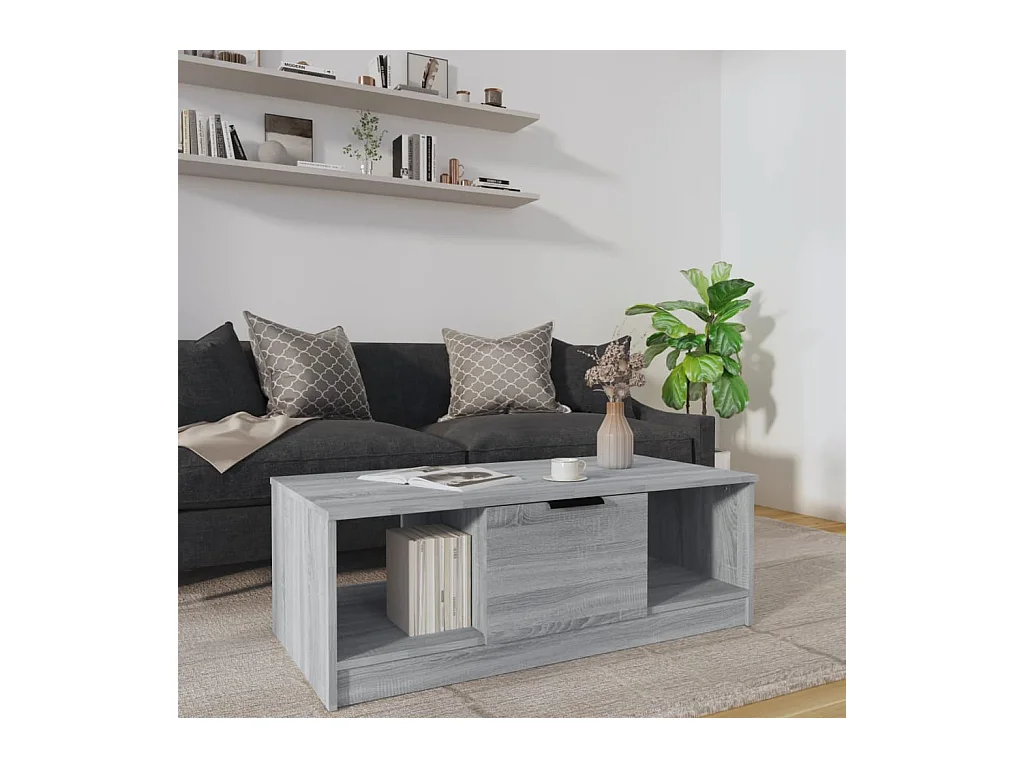 Table basse sonoma gris 102x50x36 cm bois d'ingénierie