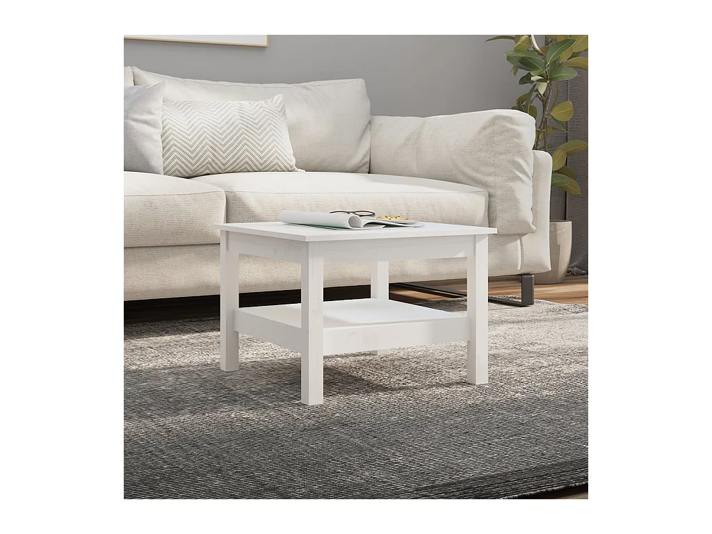 Table basse Blanc 55x55x40 cm Bois massif de pin