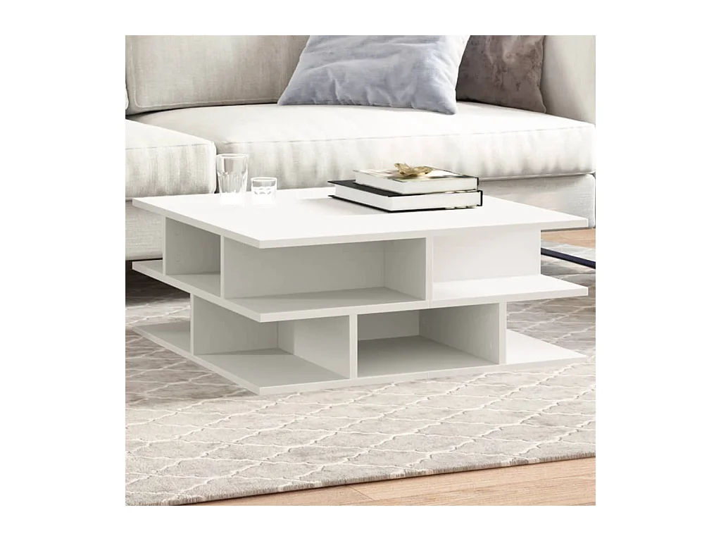 Table basse blanc 70x70x29 cm bois d'ingénierie