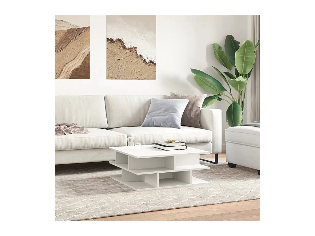 Table basse blanc 70x70x29 cm bois d'ingénierie