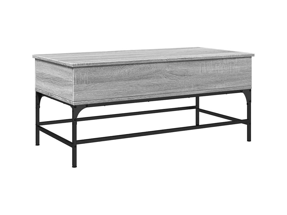 Table basse sonoma gris 100x50x45 cm bois d'ingénierie et métal
