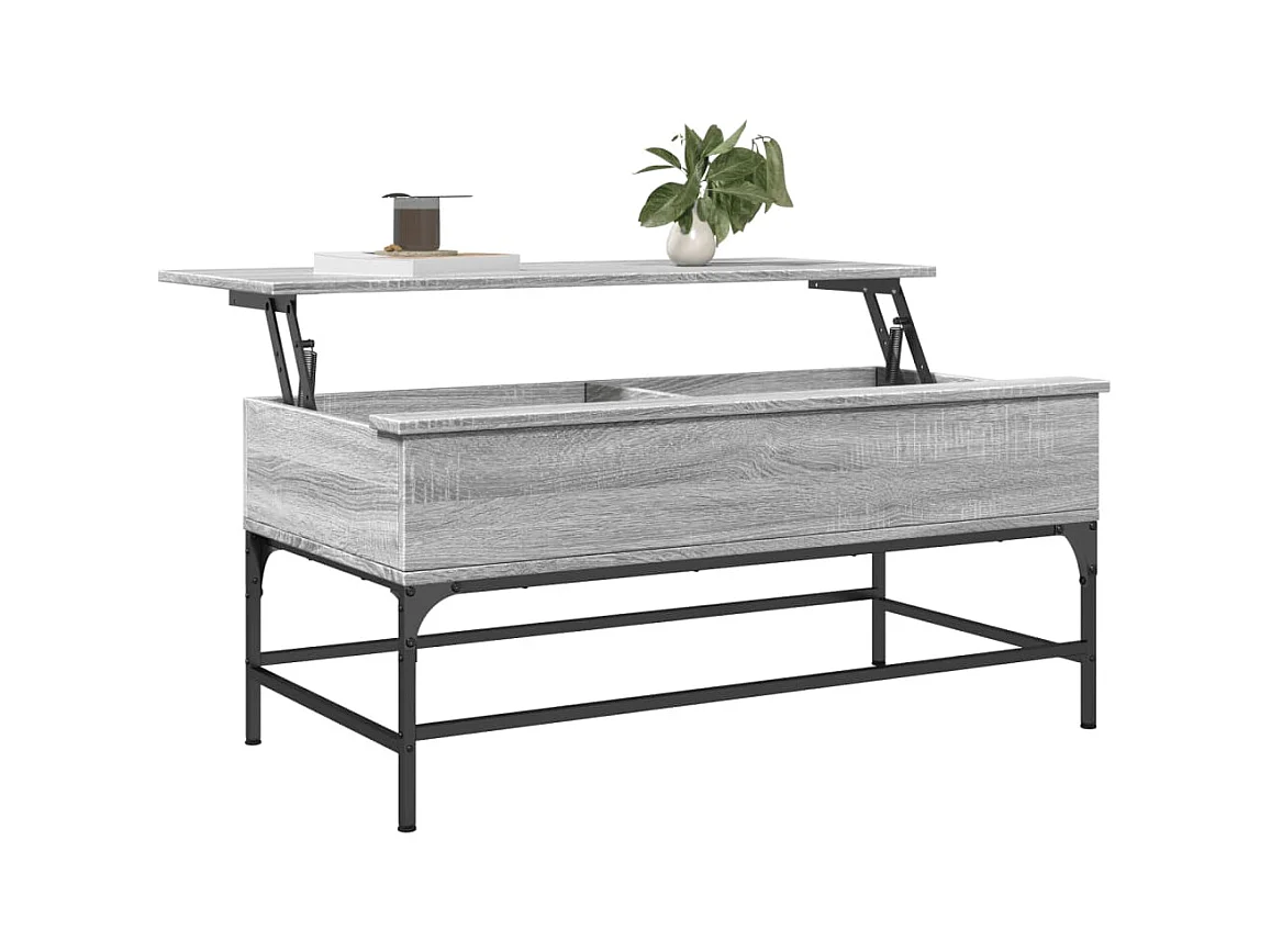 Table basse sonoma gris 100x50x45 cm bois d'ingénierie et métal