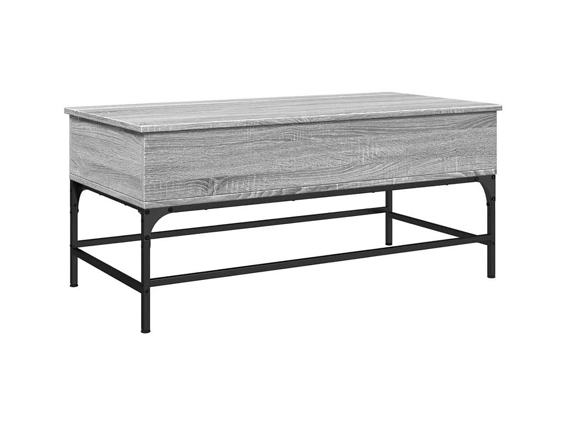 Table basse sonoma gris 100x50x45 cm bois d'ingénierie et métal