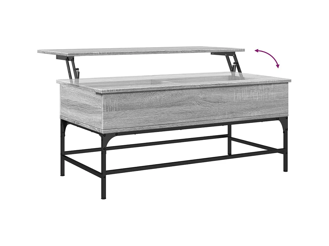 Table basse sonoma gris 100x50x45 cm bois d'ingénierie et métal