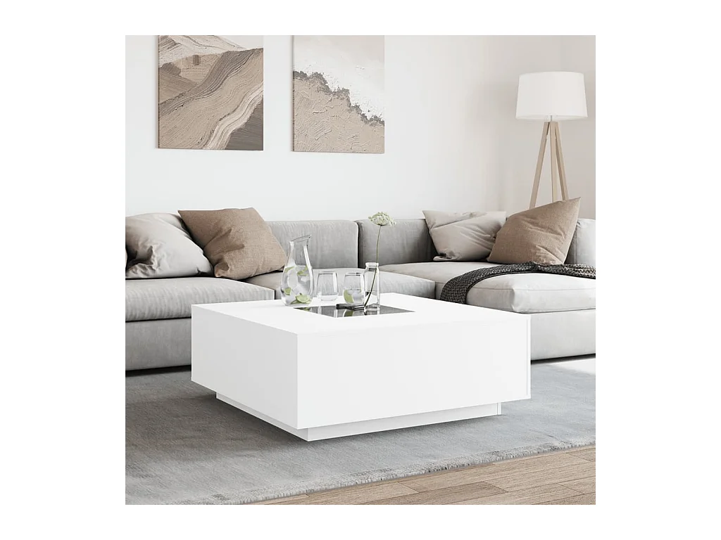 Table basse avec LED infini blanc 100x100x40 cm