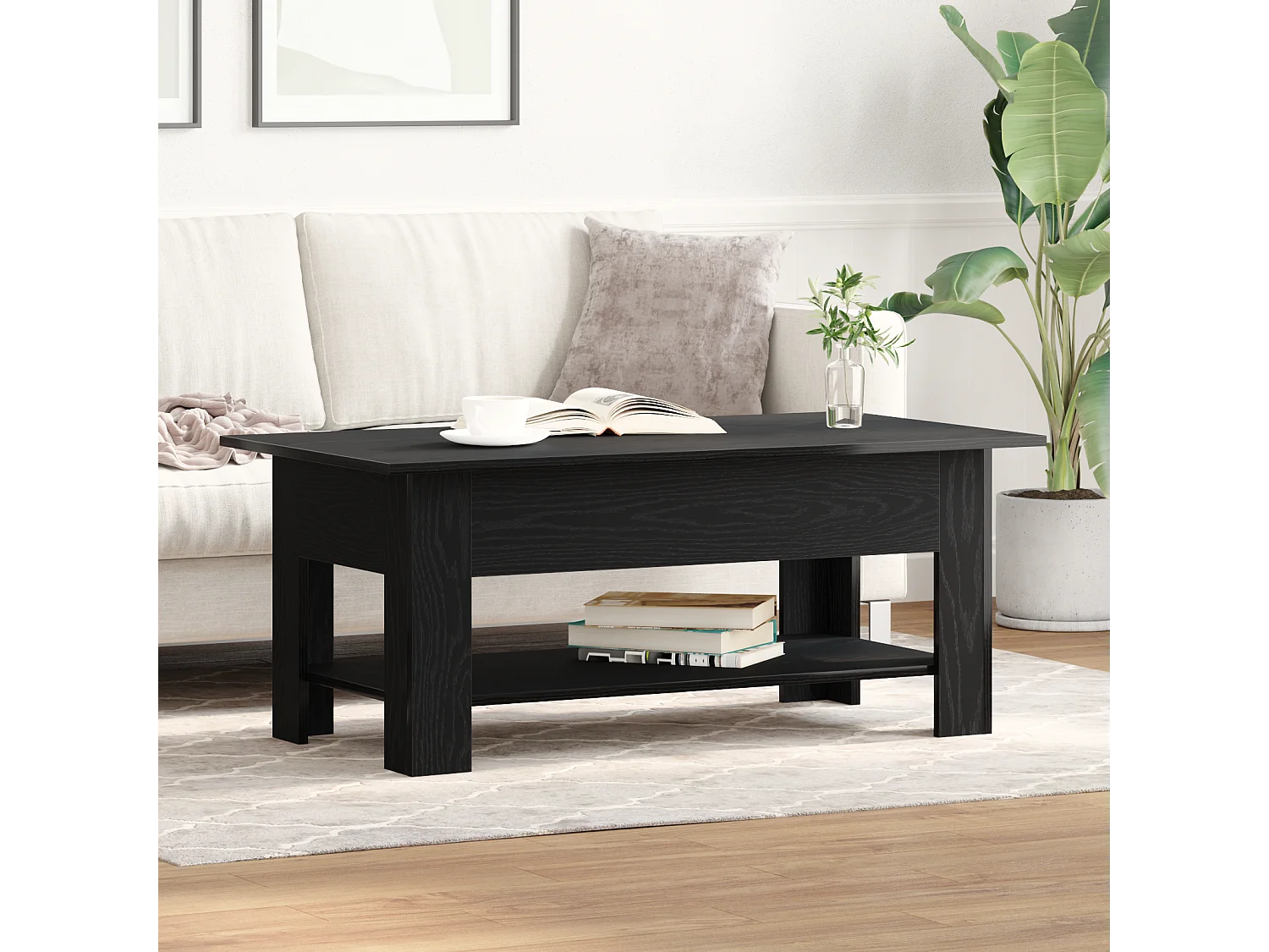 Table basse en chêne noir 102x55x42 cm en bois aggloméré