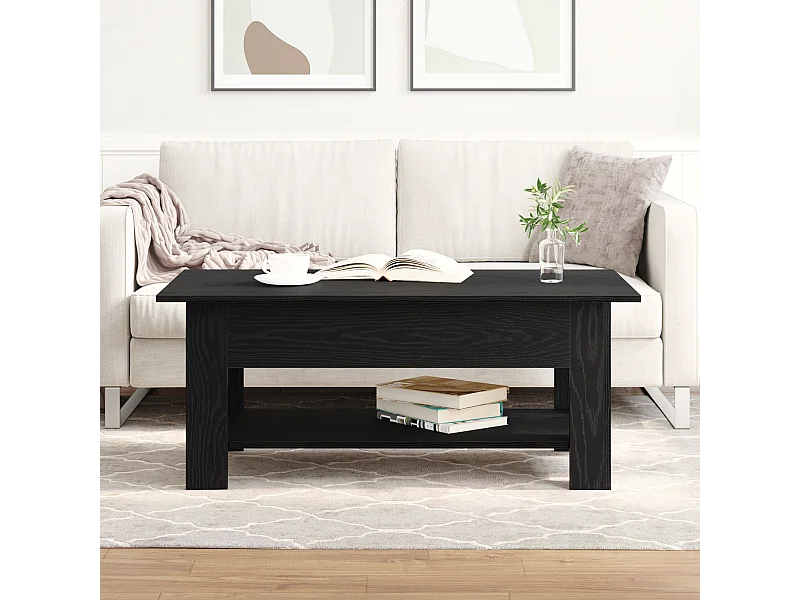 Table basse en chêne noir 102x55x42 cm en bois aggloméré