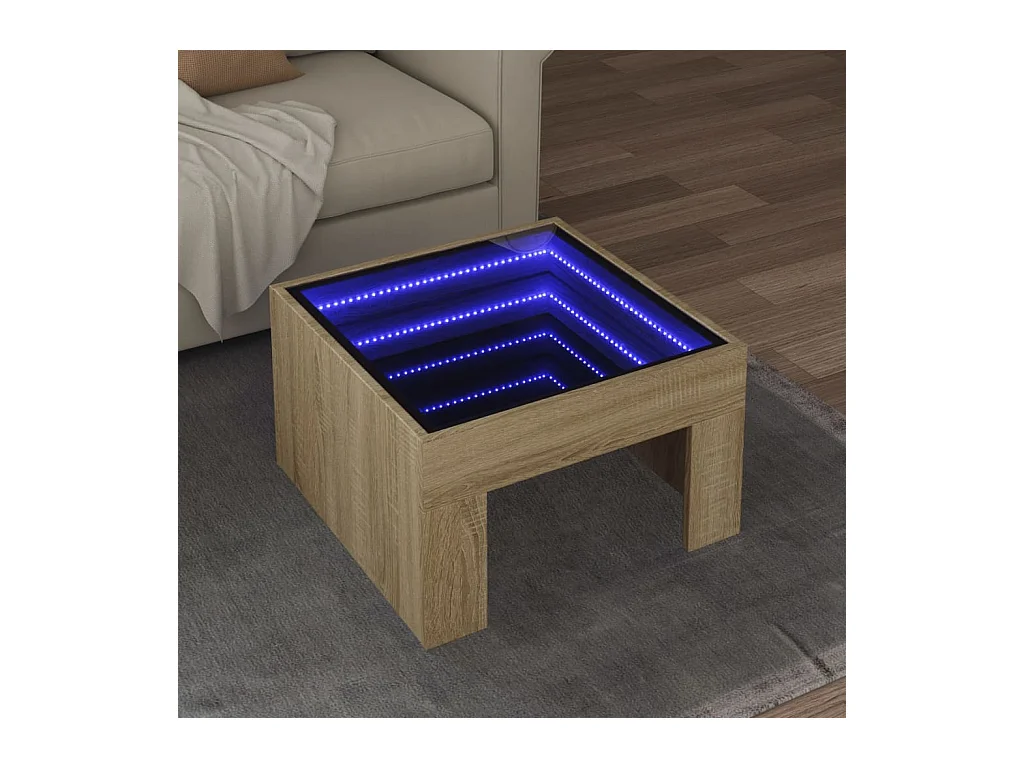 Table basse avec LED infini chêne sonoma 50x50x30 cm