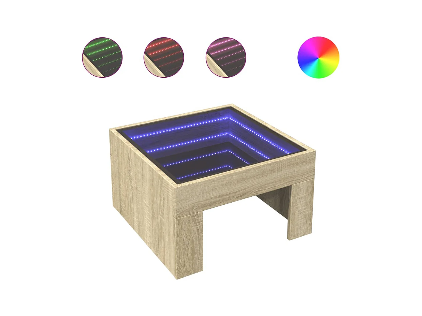 Table basse avec LED infini chêne sonoma 50x50x30 cm