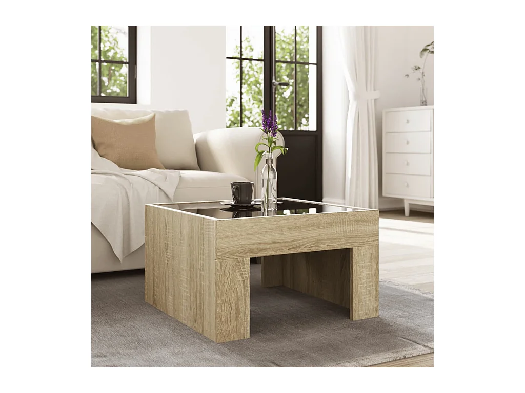 Table basse avec LED infini chêne sonoma 50x50x30 cm