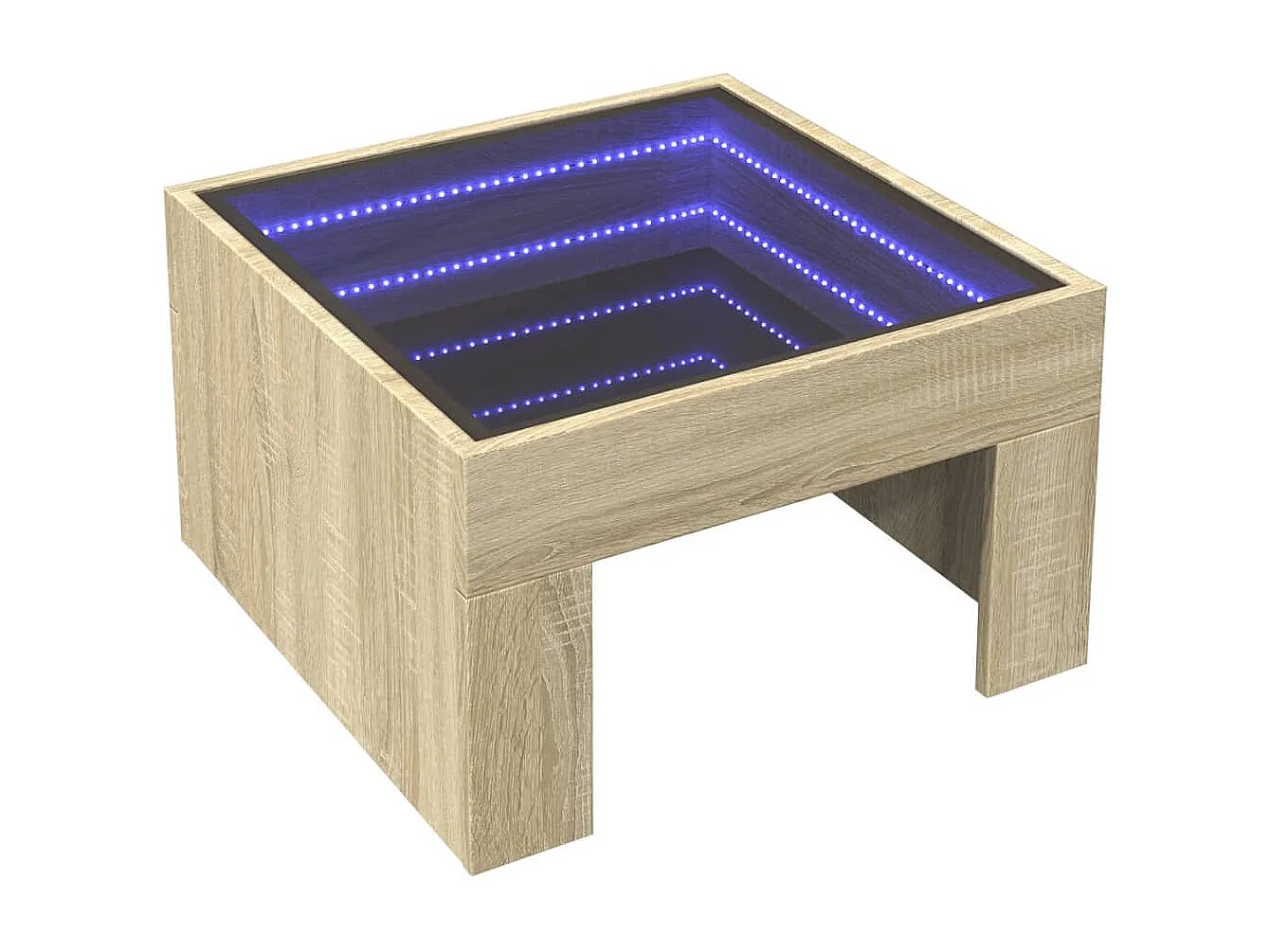 Mesa de centro con LED infinito roble Sonoma 50x50x30 cm