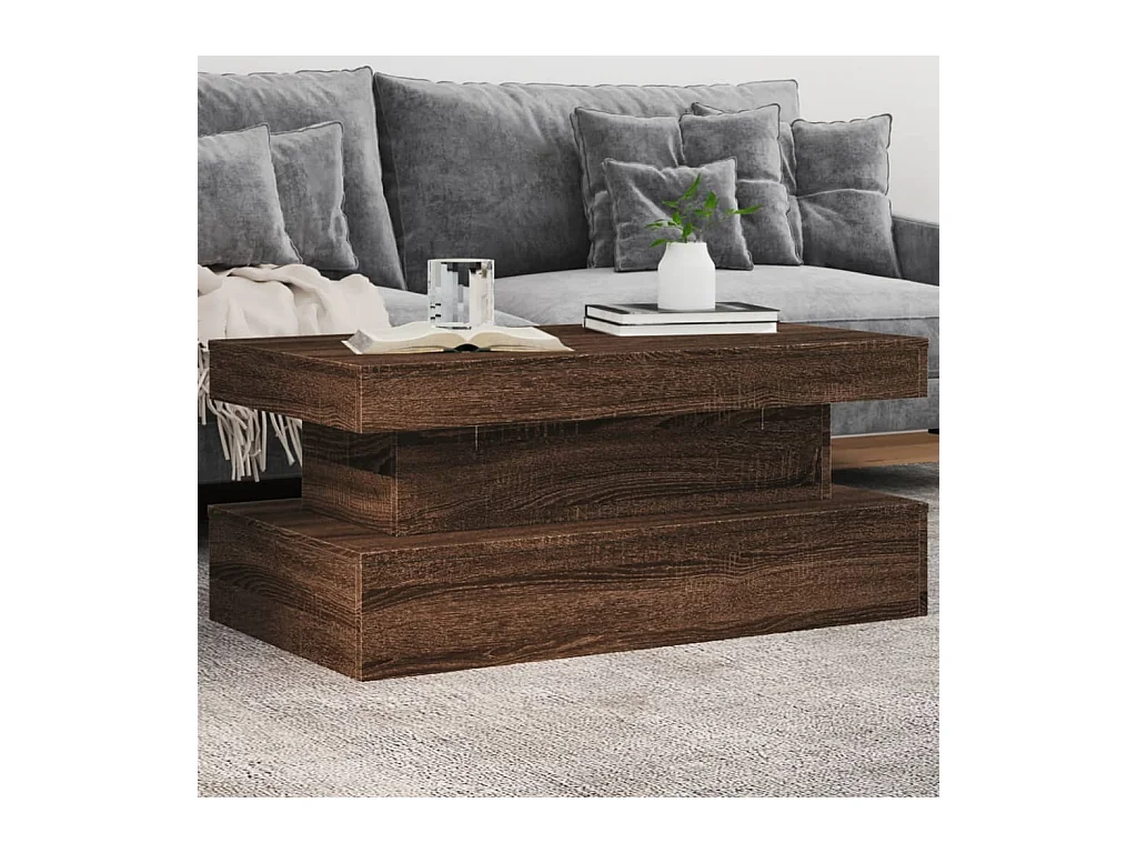 Salontafel met LED-verlichting bruin eiken 90x50x40 cm