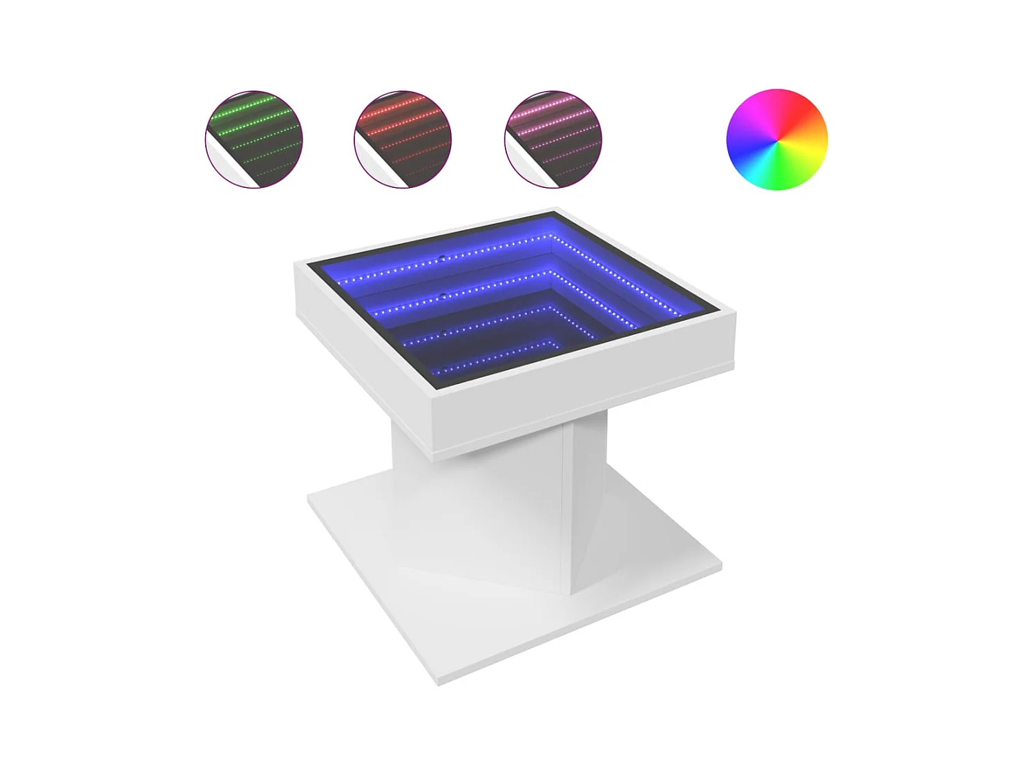 Tavolino con LED bianco 50x50x45 cm in legno ingegnerizzato