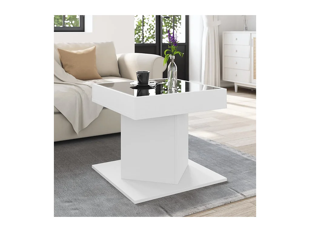 Tavolino con LED bianco 50x50x45 cm in legno ingegnerizzato