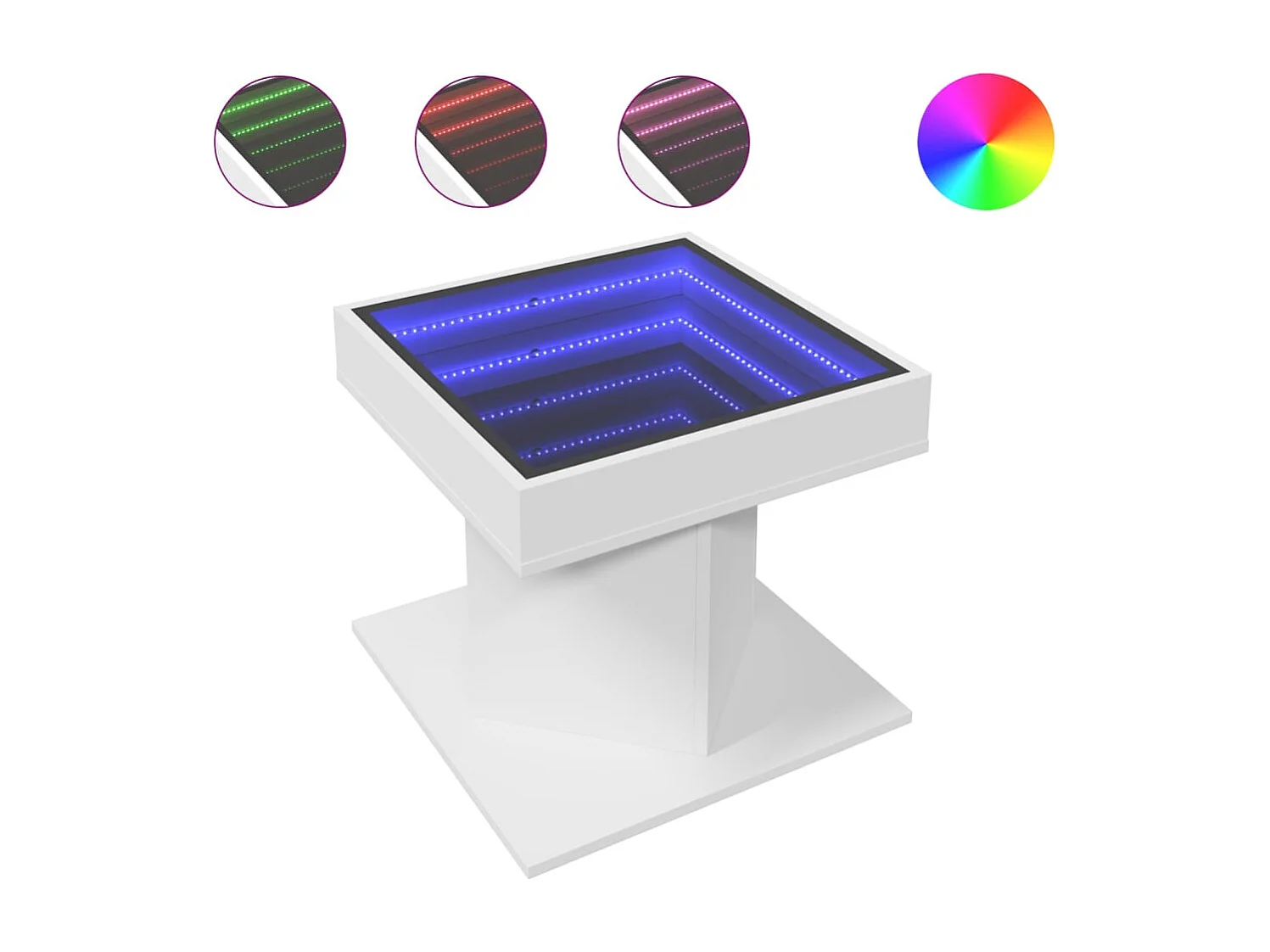 Tavolino con LED bianco 50x50x45 cm in legno ingegnerizzato