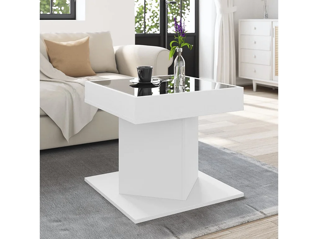 Tavolino con LED bianco 50x50x45 cm in legno ingegnerizzato