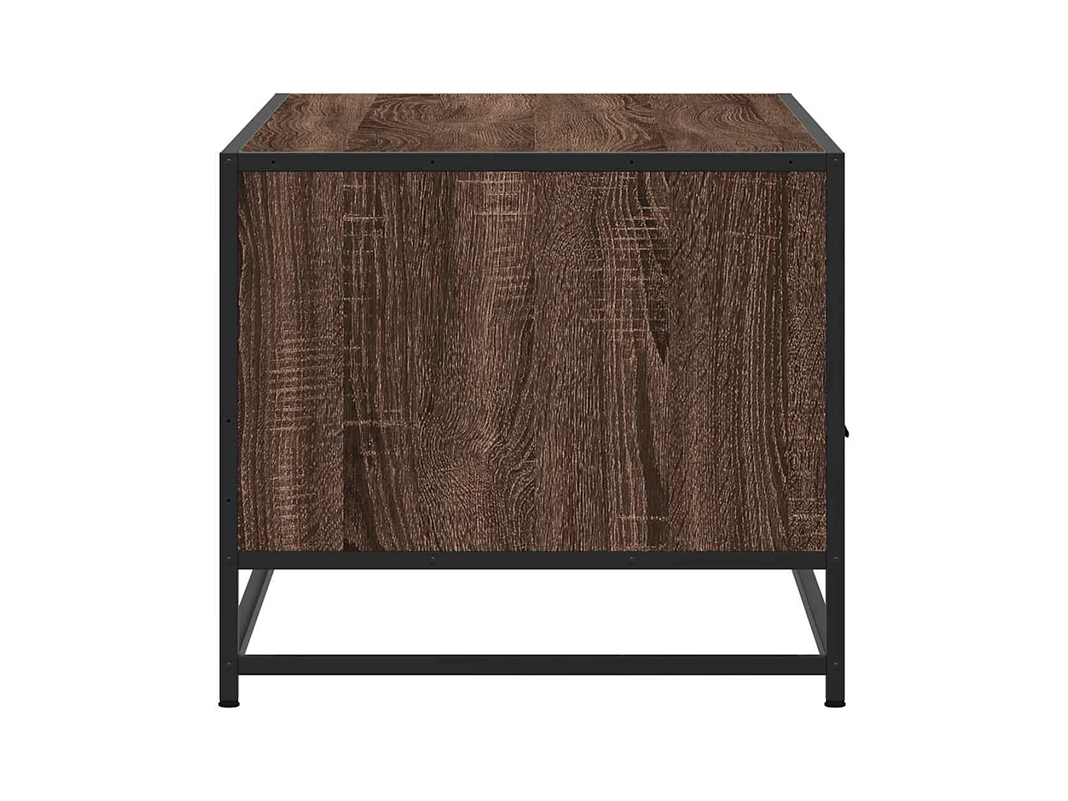 Bruine eiken salontafel 100x50x45cm bewerkt hout en metaal